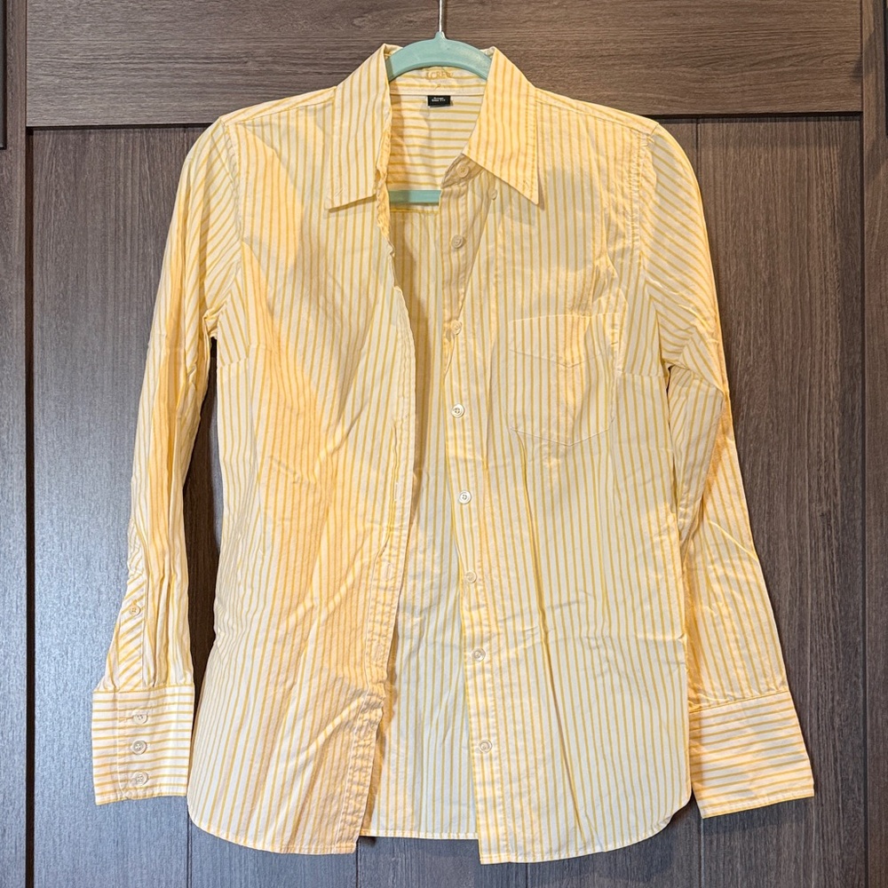J. Crew Yellow Striped Women's Button Down Shirt